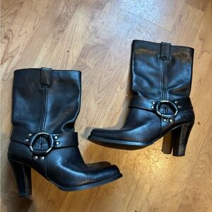 Harley-Davidson Black Leather Heeled Booties